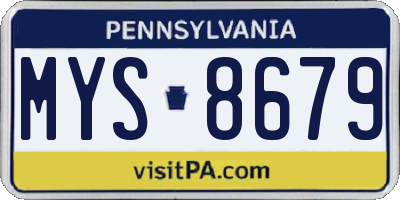 PA license plate MYS8679