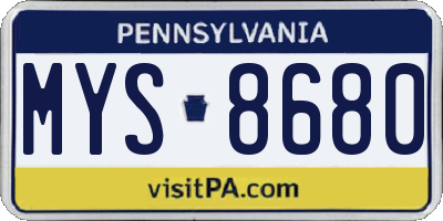 PA license plate MYS8680
