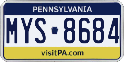 PA license plate MYS8684