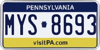 PA license plate MYS8693