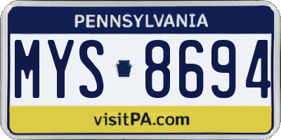 PA license plate MYS8694
