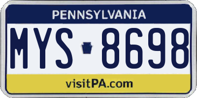 PA license plate MYS8698