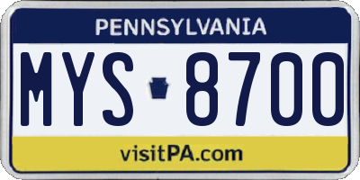 PA license plate MYS8700