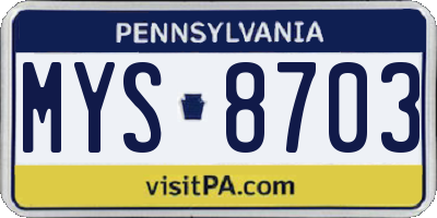 PA license plate MYS8703
