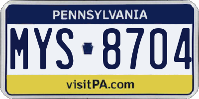 PA license plate MYS8704