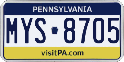 PA license plate MYS8705