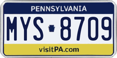 PA license plate MYS8709