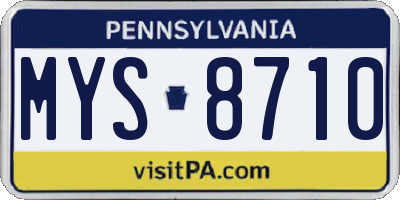PA license plate MYS8710