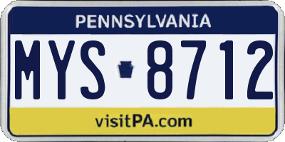 PA license plate MYS8712