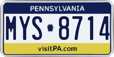 PA license plate MYS8714