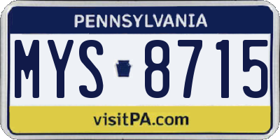 PA license plate MYS8715