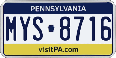 PA license plate MYS8716