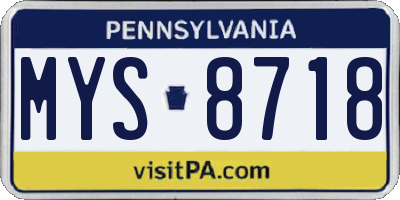 PA license plate MYS8718