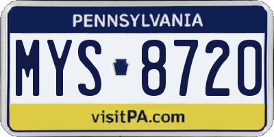 PA license plate MYS8720