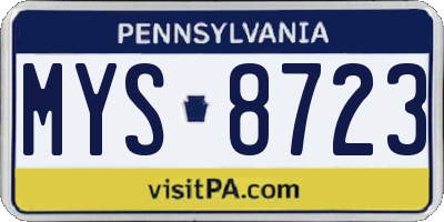 PA license plate MYS8723
