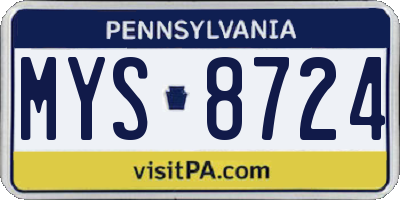 PA license plate MYS8724