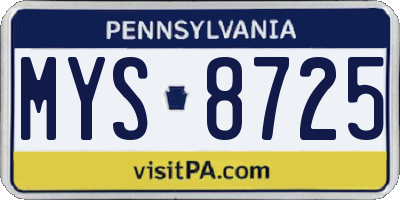 PA license plate MYS8725