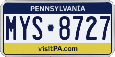 PA license plate MYS8727
