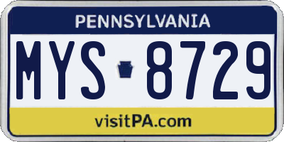 PA license plate MYS8729