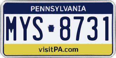PA license plate MYS8731