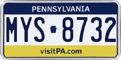 PA license plate MYS8732