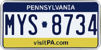PA license plate MYS8734