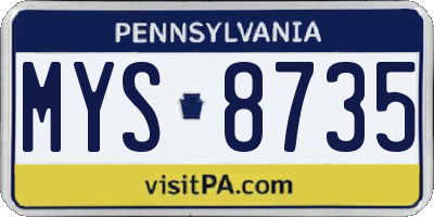 PA license plate MYS8735