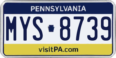 PA license plate MYS8739