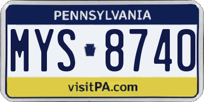 PA license plate MYS8740