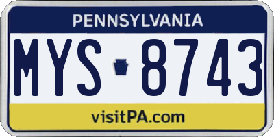 PA license plate MYS8743