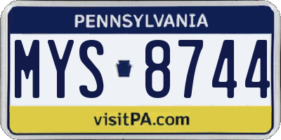 PA license plate MYS8744