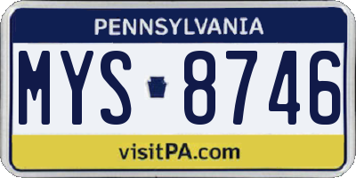 PA license plate MYS8746