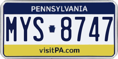 PA license plate MYS8747