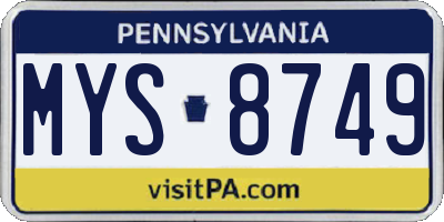 PA license plate MYS8749