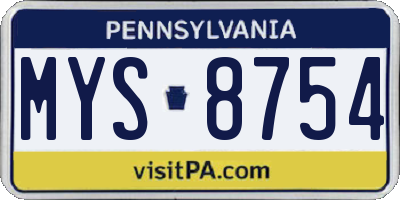 PA license plate MYS8754