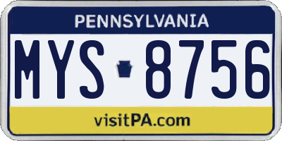 PA license plate MYS8756