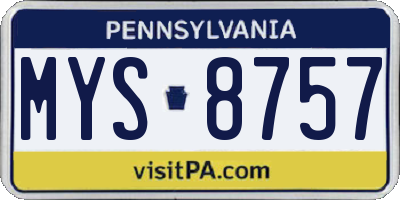 PA license plate MYS8757