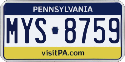 PA license plate MYS8759