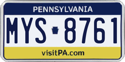 PA license plate MYS8761