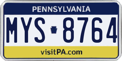 PA license plate MYS8764