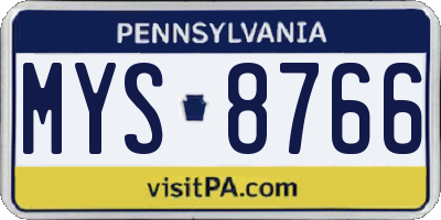 PA license plate MYS8766