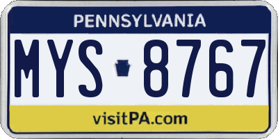 PA license plate MYS8767
