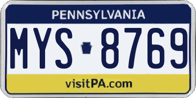 PA license plate MYS8769