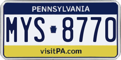 PA license plate MYS8770