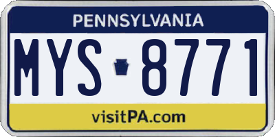 PA license plate MYS8771