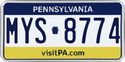 PA license plate MYS8774