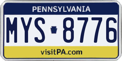 PA license plate MYS8776