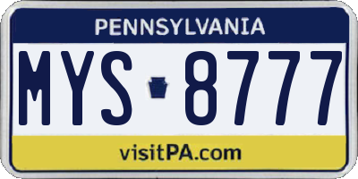 PA license plate MYS8777