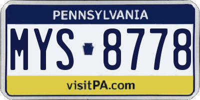 PA license plate MYS8778