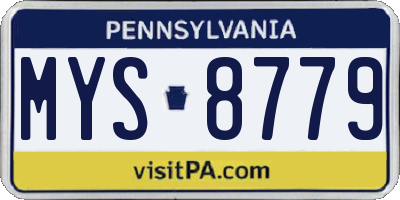 PA license plate MYS8779